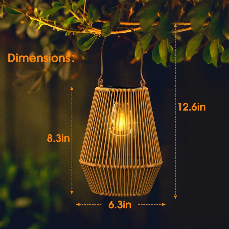 Handwoven Rattan Solar Lantern, Special Design Outdoor Solar Garden Lights, Waterproof Solar Lights Suitable for Patio, Yard, Porch, Pathway, Decorative Lighting