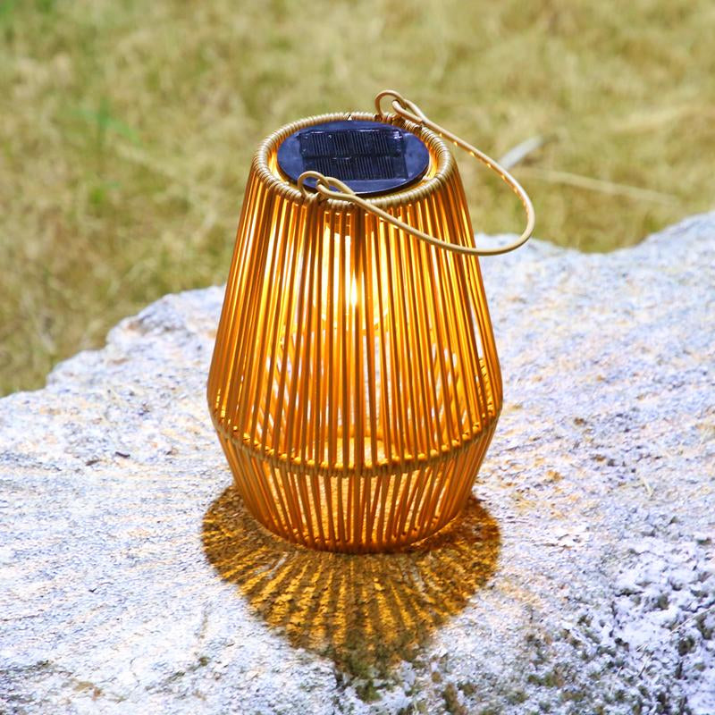 Handwoven Rattan Solar Lantern, Special Design Outdoor Solar Garden Lights, Waterproof Solar Lights Suitable for Patio, Yard, Porch, Pathway, Decorative Lighting