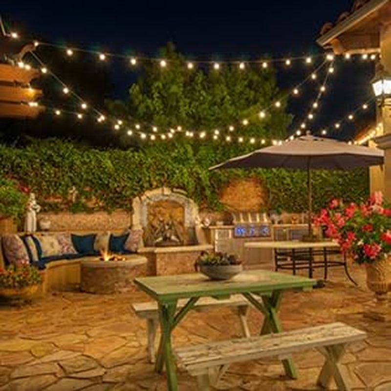 200FT Outdoor String Lights, LED Bistro String Lights with Shatterproof S14 Vintage Bulbs, 2200K Dimmable, Waterproof Hanging Lights for Porch, Deck, Garden, Backyard, Balcony - ETL Listed