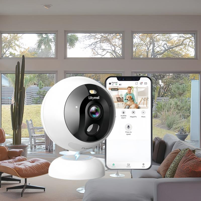 Litymol Magnetic Wireless Window Security Camera with 2K Resolution, AI Motion Detection, Color Night Vision, 2-Way Audio and Cloud Storage