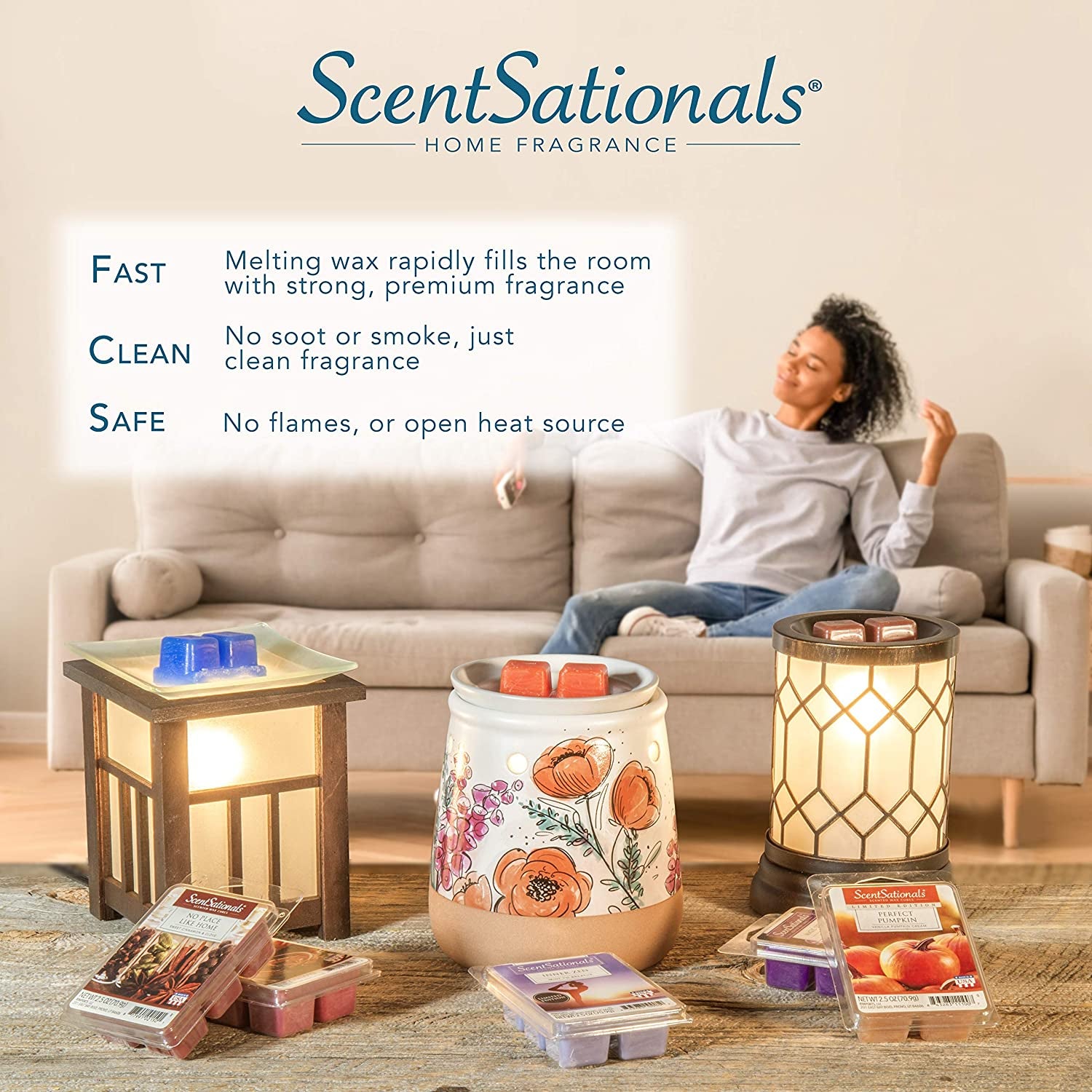 Wax Melt Warmer - Art Glass Collection Allure - Melter for Scented Wax, Fragrance Cubes and Tarts