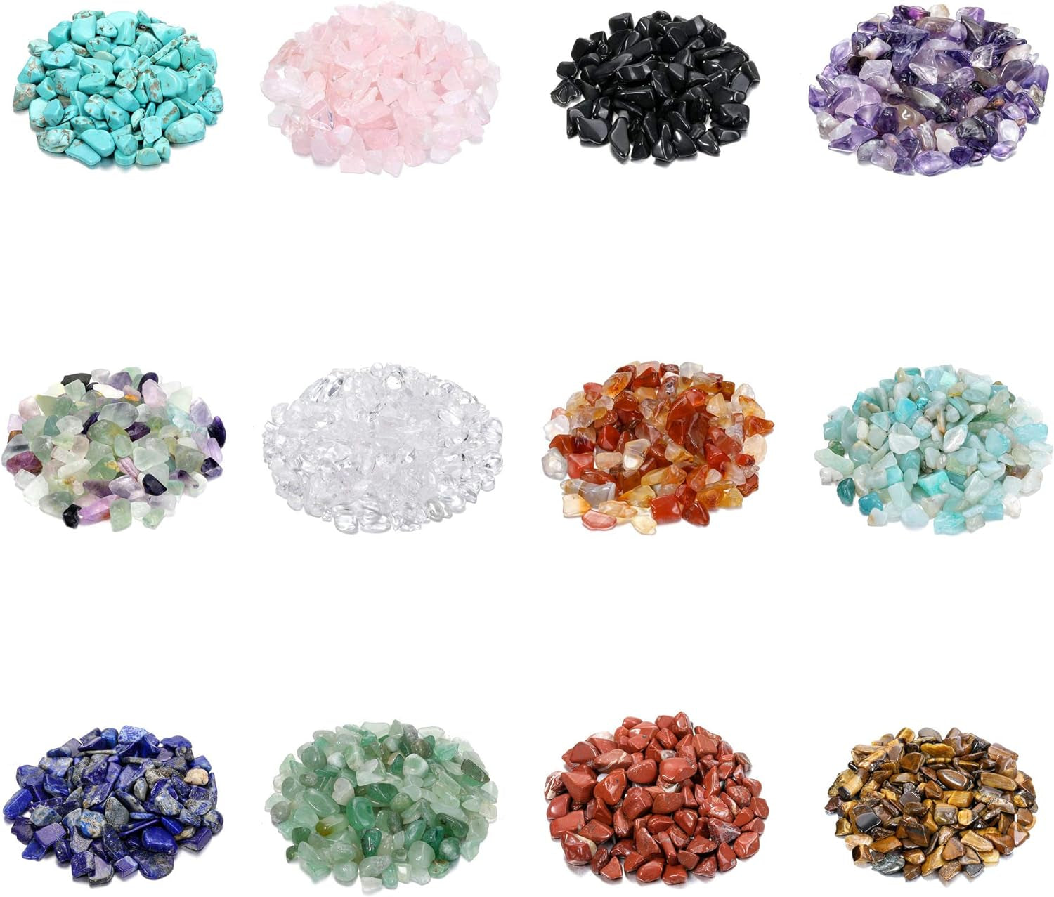 12 Crystal Gemstone Bottles Reiki Chip Crystals for Witchcraft Healing Tumbled Gem Wicca Stones Set with Gift Box for Meditation Home Decoration Christmas Gift (12Pcs)