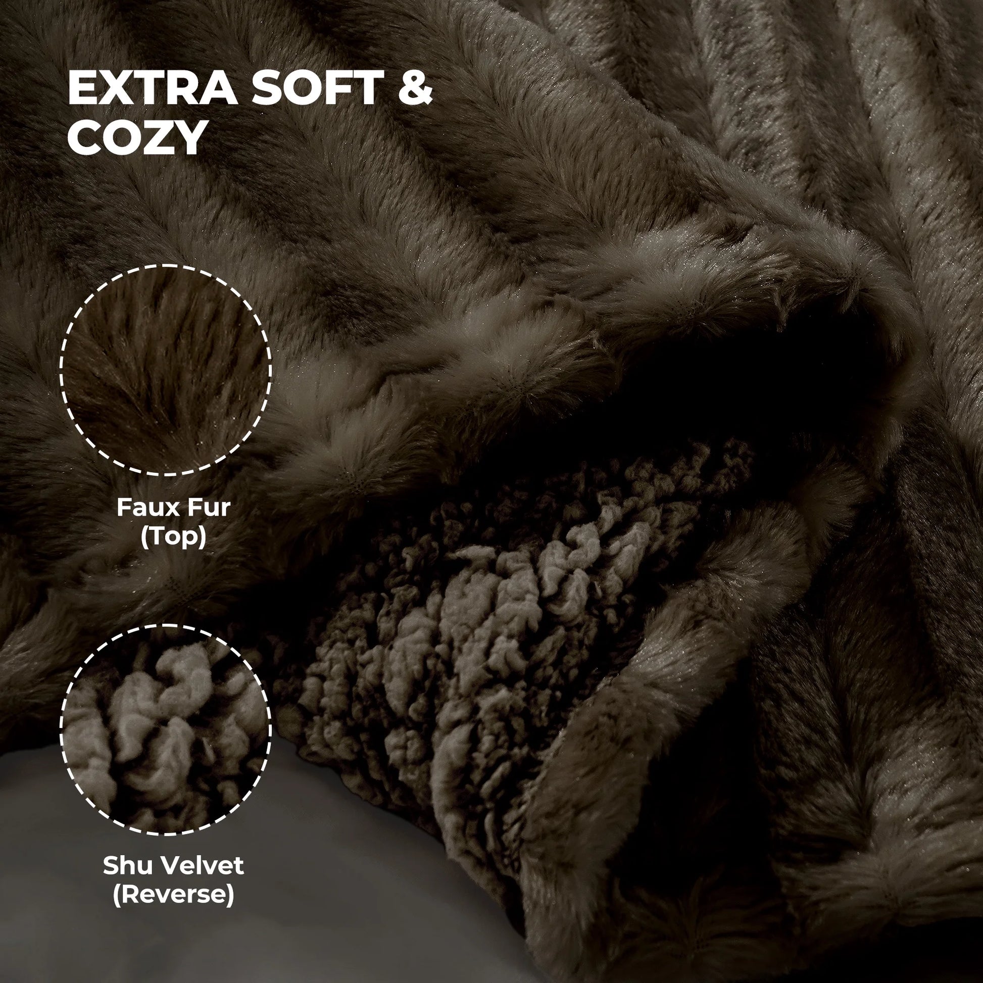 Electric Throw Blanket Extra Large Size, 60" X 70" Soft Faux Fur Heated Throw Blanket, 6 Heating Levels, 4 Hours Timer - Brown